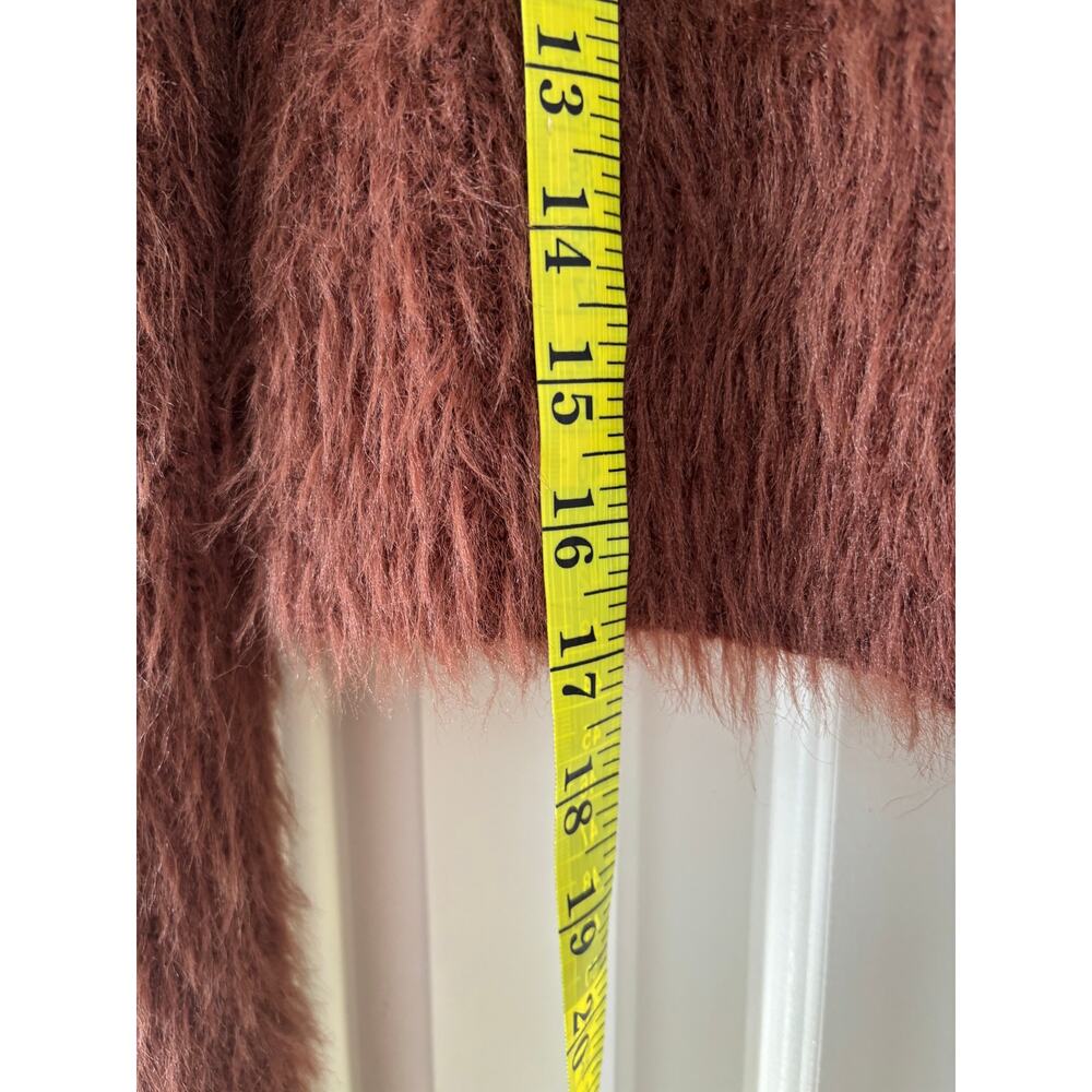 ZARA S Brown Fuzzy Cropped Cardigan Sweater - Picture 5 of 6